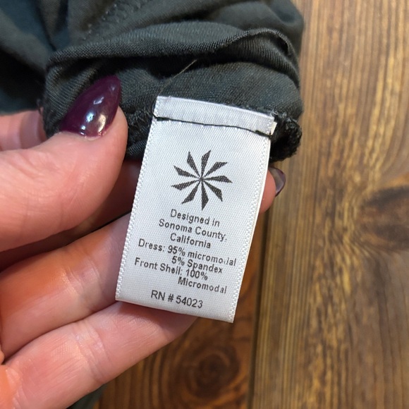 Athleta Faux Wrap knit sleeveless tank Dress Olive Green Small - Picture 5 of 7